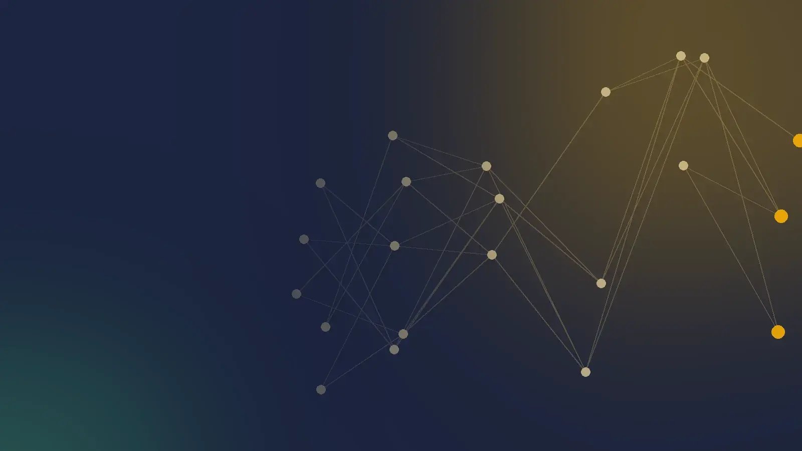 Connected nodes flowing left to right on navy, representing hand-offs in a review