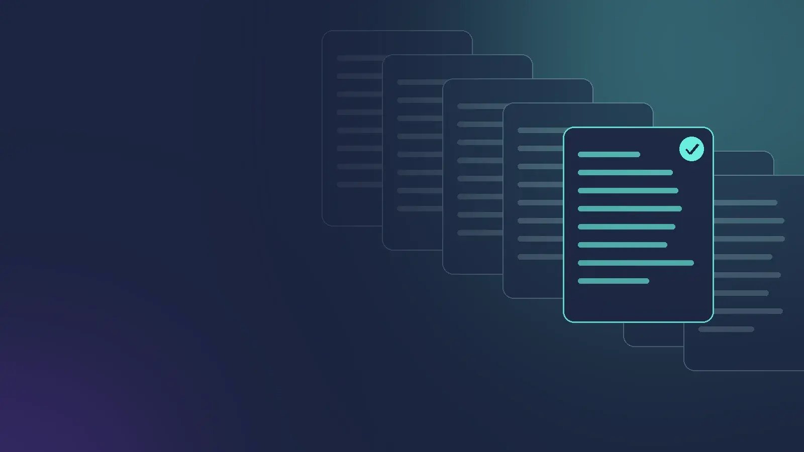 Stack of document sheets on navy with one lifted out and checked, representing choosing the right review tool